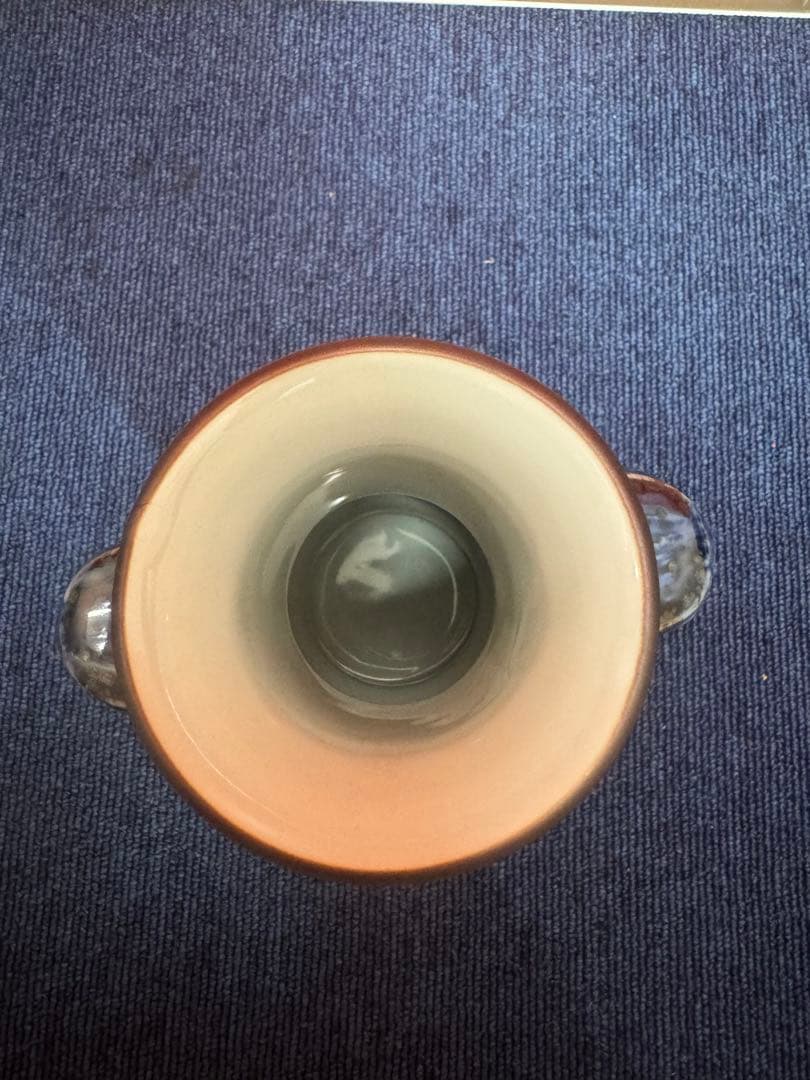 1844 平安橘吉 青花唐草 双耳花瓶