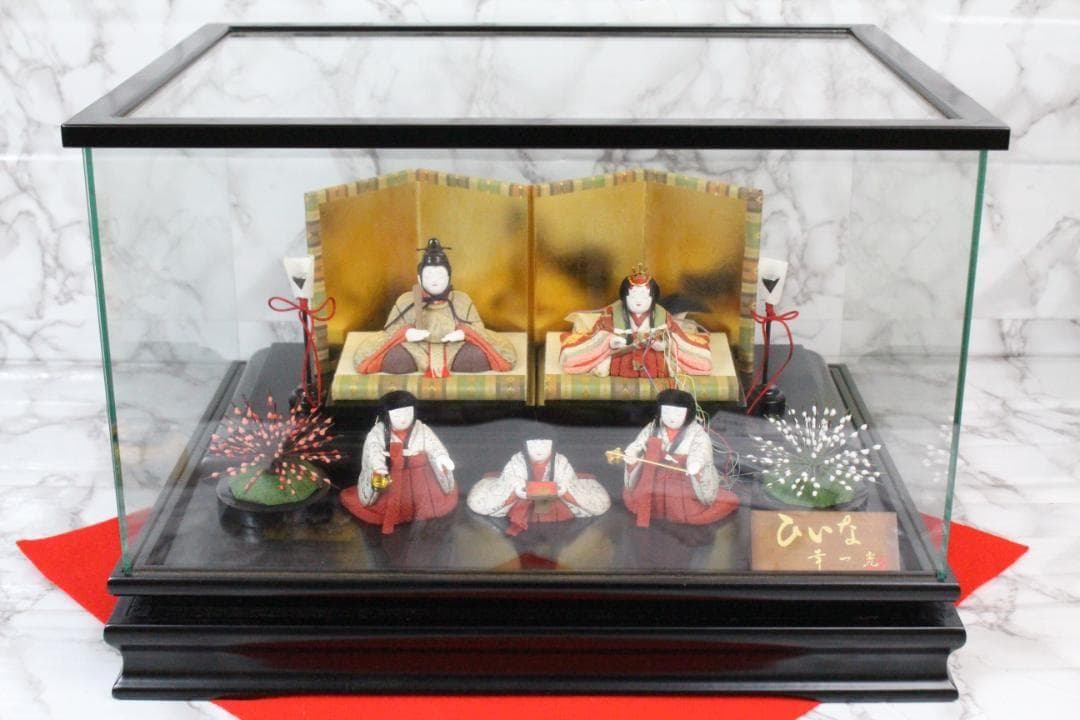 ♡松﨑 幸一光作 雛人形 五人飾 ひいな 木目込み人形 ガラスケース