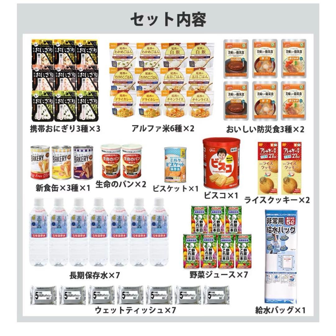防災非常食 7日分 備蓄用 災害対策 地震対策 防災用品 58点