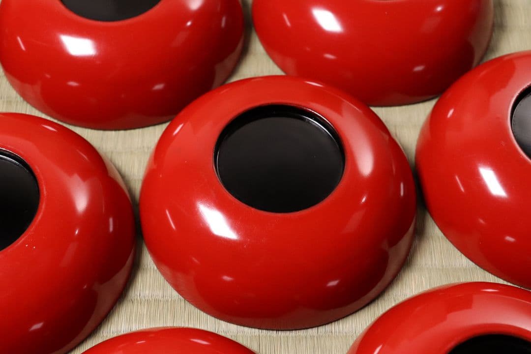 木製漆器 桐唐草蒔絵 朱塗銘々木皿 十九客 11.8cm 木箱 金蒔絵 MA12