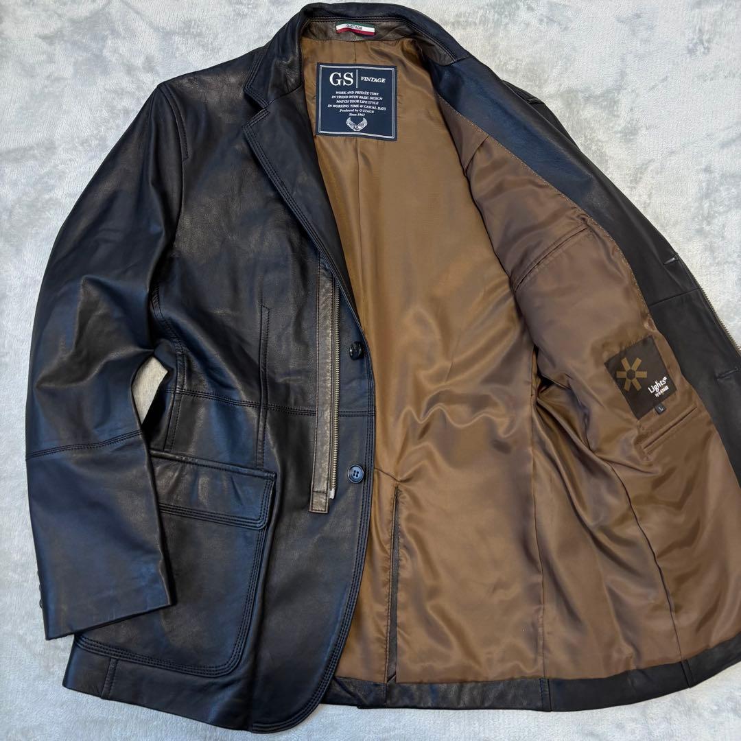 美品 2way✨ G-stage ラムレザー　テーラードジャケット　ブラック　L 美品 2way✨ G-stage ラムレザー テーラードジャケット ブラック L｜g