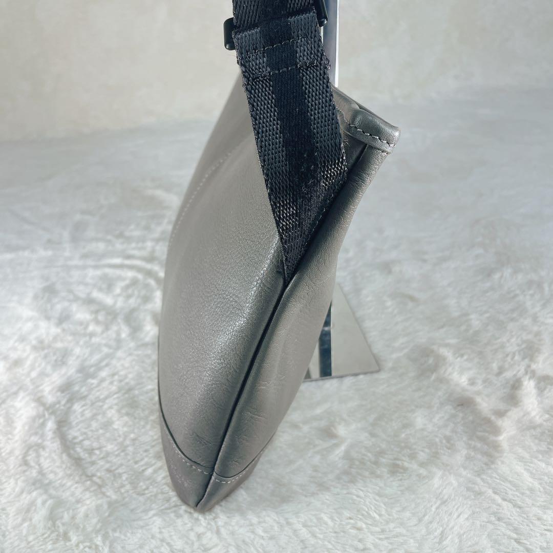 【美品】 PORTER ポーター ショルダーバッグ レザー グレー