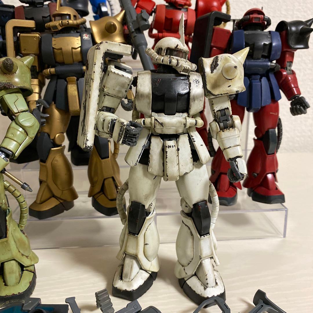MG 1/100　ザク　ウェザリング強　11体まとめ ダメージ加工 塗装完成品
