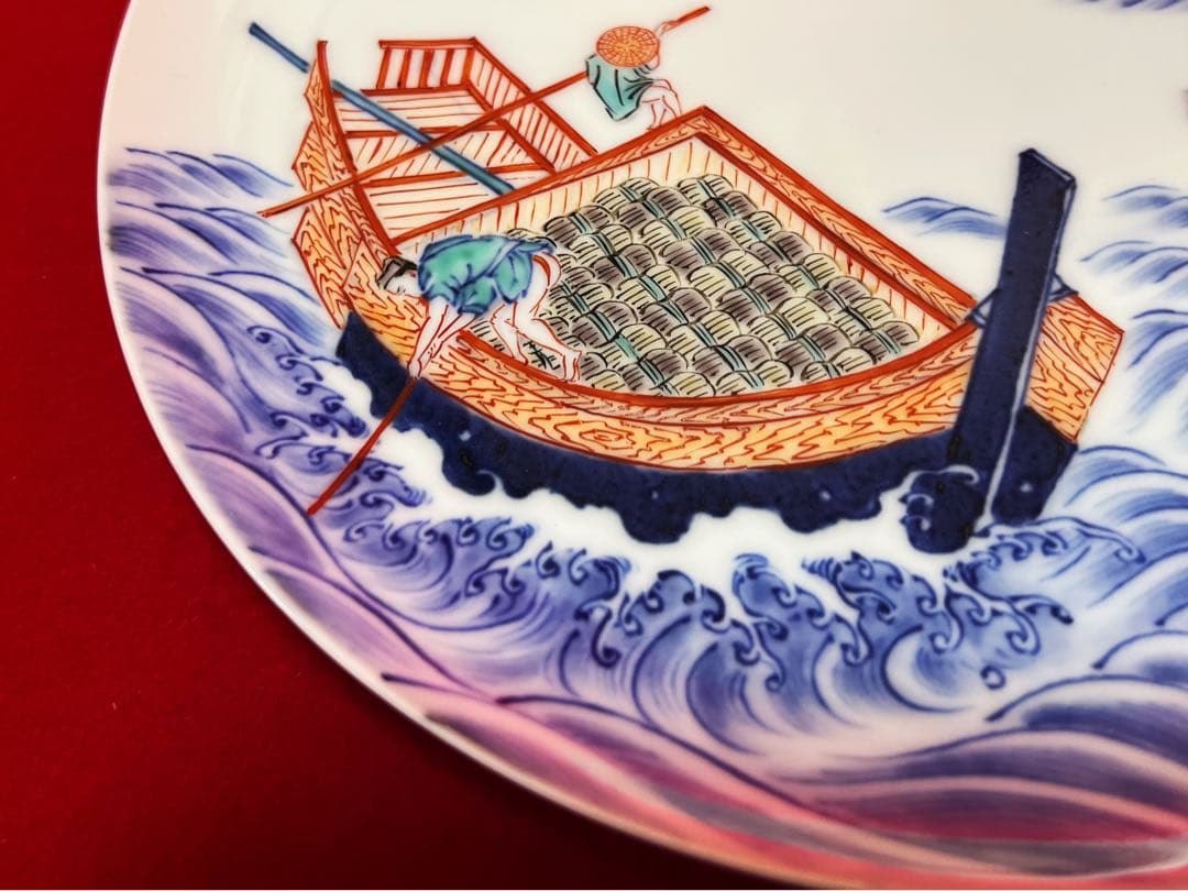 古美術 富嶽三十六景 武陽佃島 今右衛門作 飾り皿 木箱付き