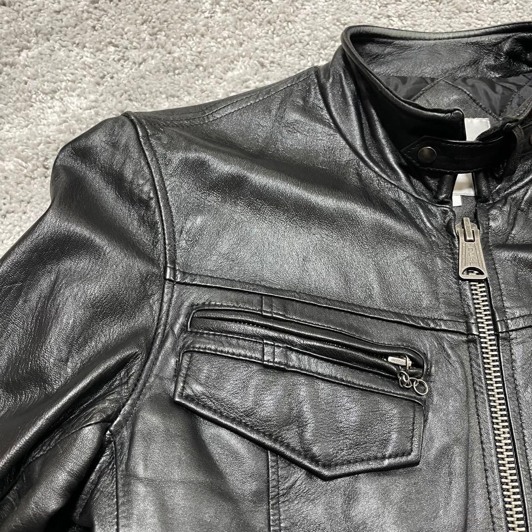 BUFFALOBOBS】ブラックレザー シングルライダース 羊革 サイズ3
