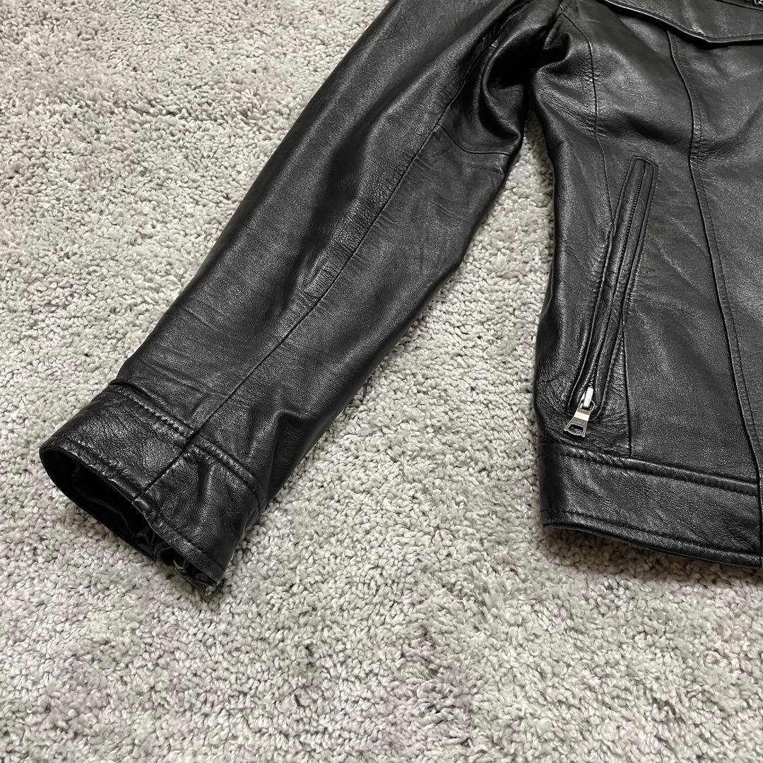 BUFFALOBOBS】ブラックレザー シングルライダース 羊革 サイズ3