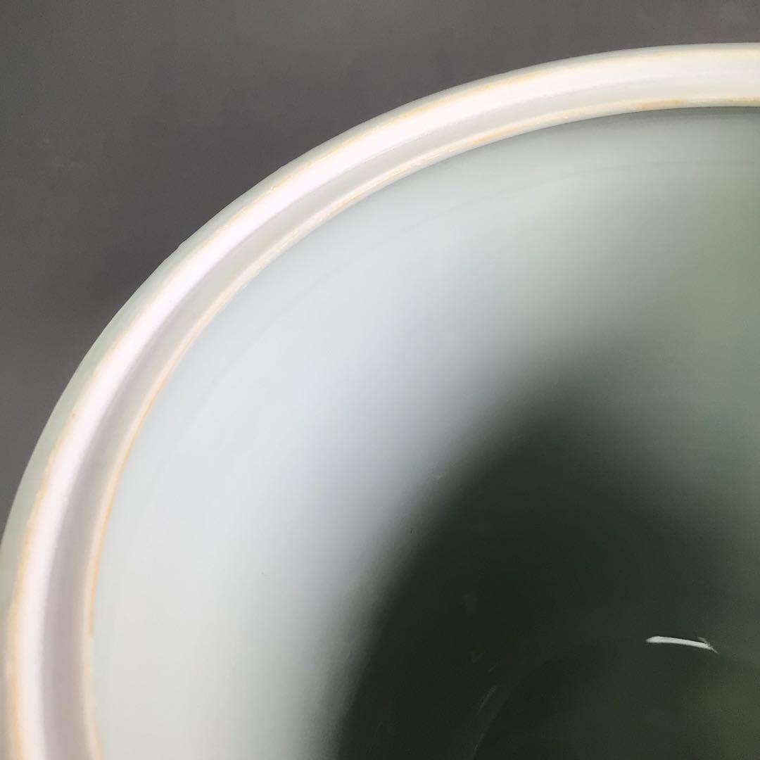 R683 水指 『石崎光四郎造』『青白磁』『末広水指』 共箱 茶道具