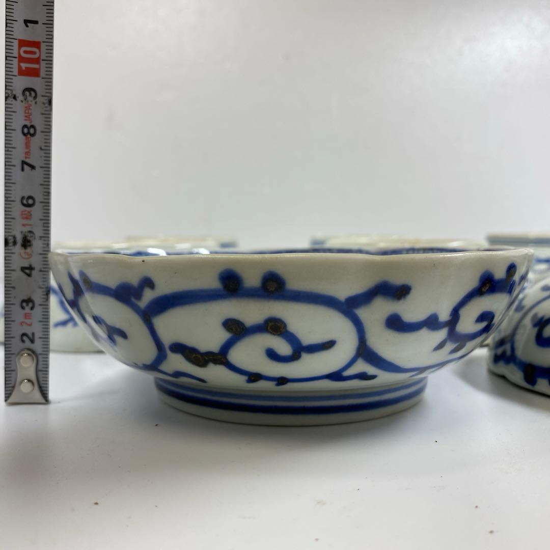 古伊万里 染付みじんこ膾皿16枚 木箱 幅14.8㎝東Y7-0314☆2Fトヒサ