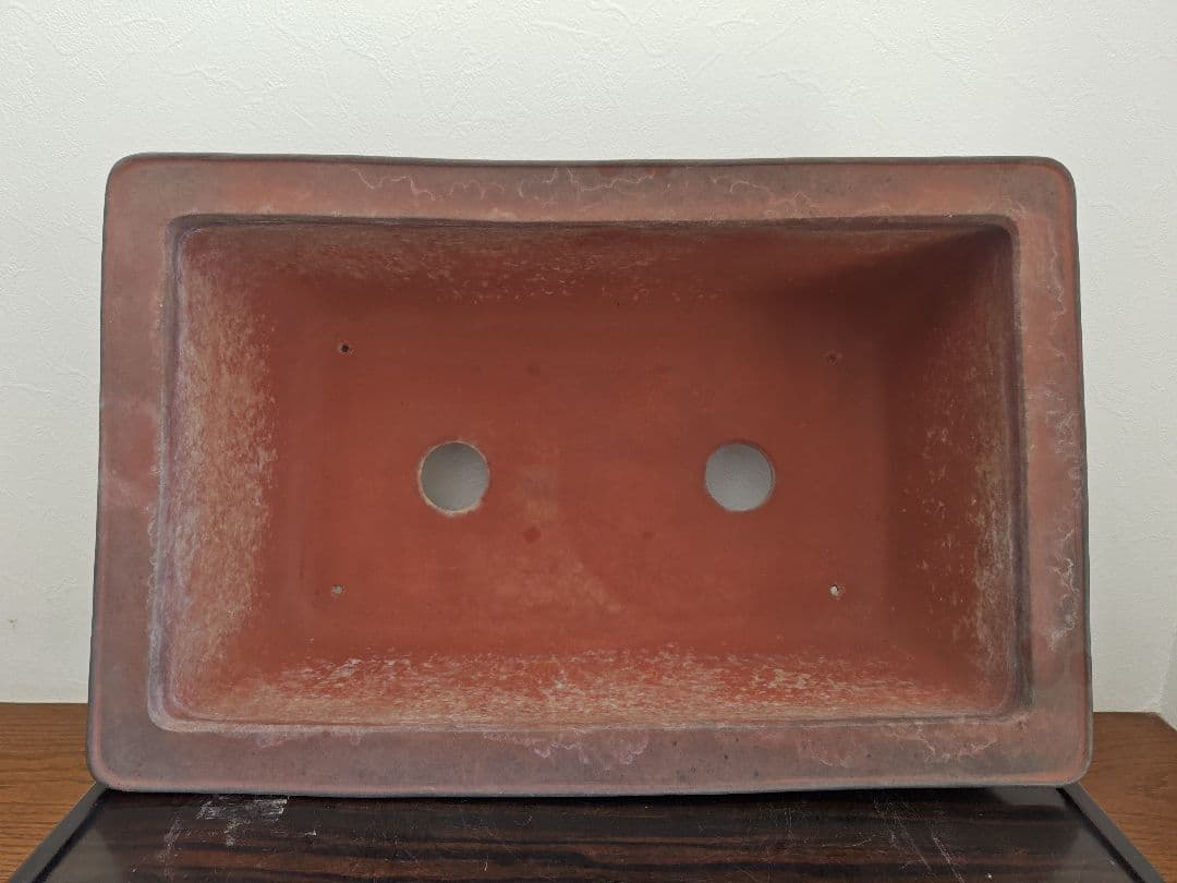 赤色長方形陶器鉢　希少サイズ　超大型 約61cmx39cm×20.5cm
