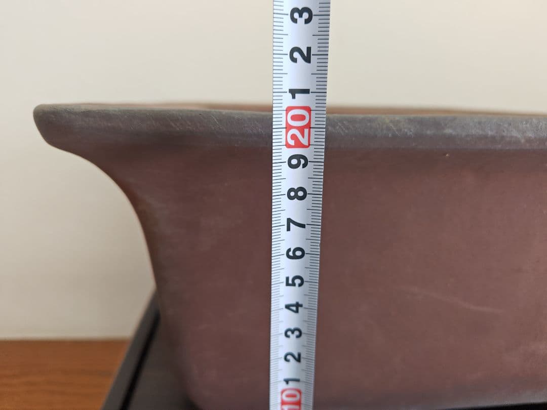 赤色長方形陶器鉢　希少サイズ　超大型 約61cmx39cm×20.5cm