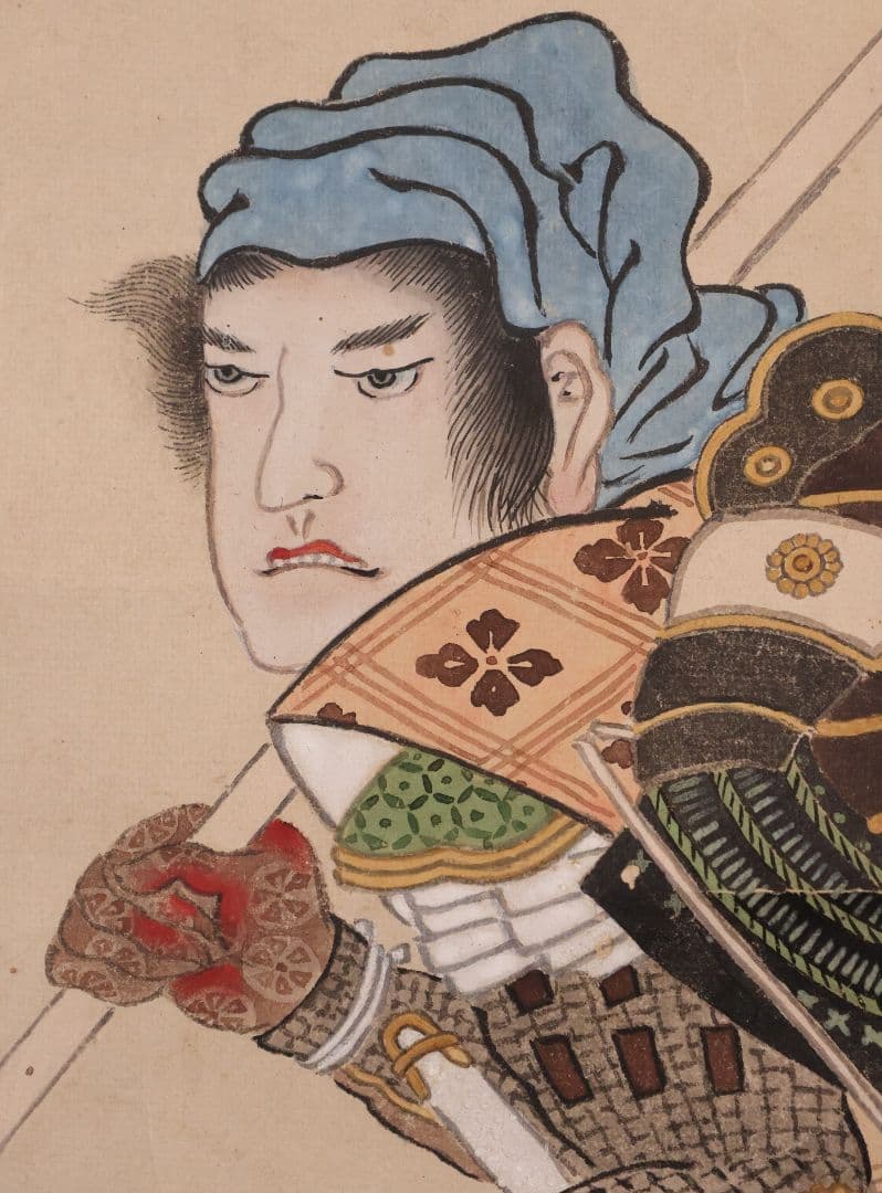 【模写】日本画 前田利家桶狭間凱旋画 清秀謹摸 紙本 掛軸 武者 MB156