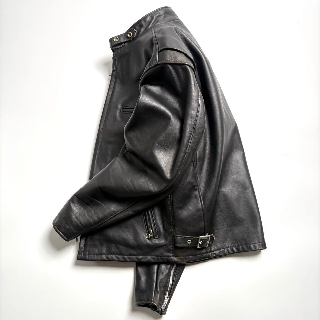 米国製】Schott レザー ライダースジャケット 黒 40 シングル 本革
