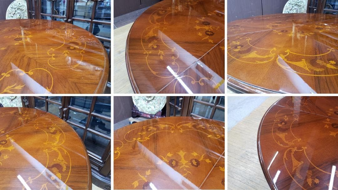 sh0꒰•ི̫͡ુ•ྀૂ꒱　イタリア製　猫脚　象嵌細工　ラウンドテーブル