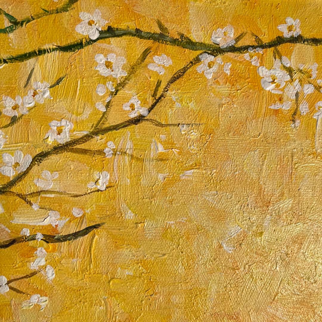 ★秀作★ 手書き油絵 ゴッホ 花咲くアーモンドの枝 肉筆絵画 額付き 油彩画