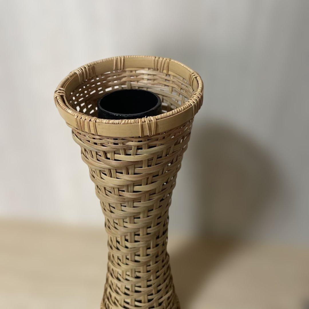 竹製細長い筒型花器花入杵籠円能斉好茶道具茶道