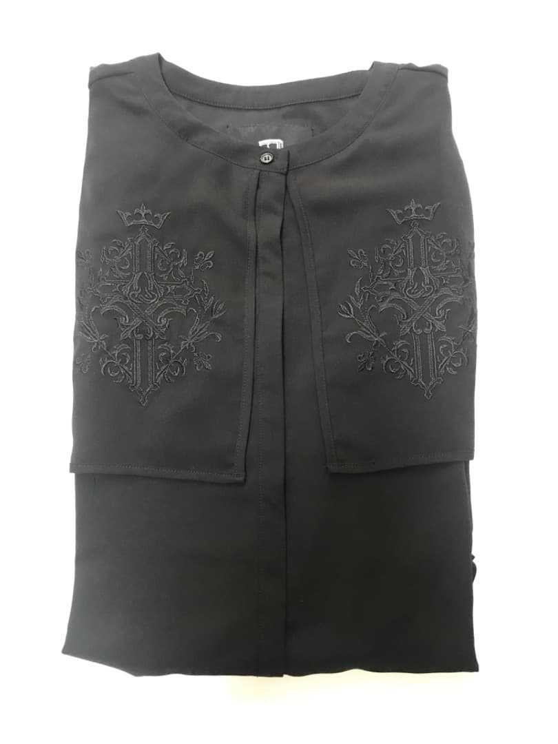 有村竜太朗 the closet embroidery black blouse