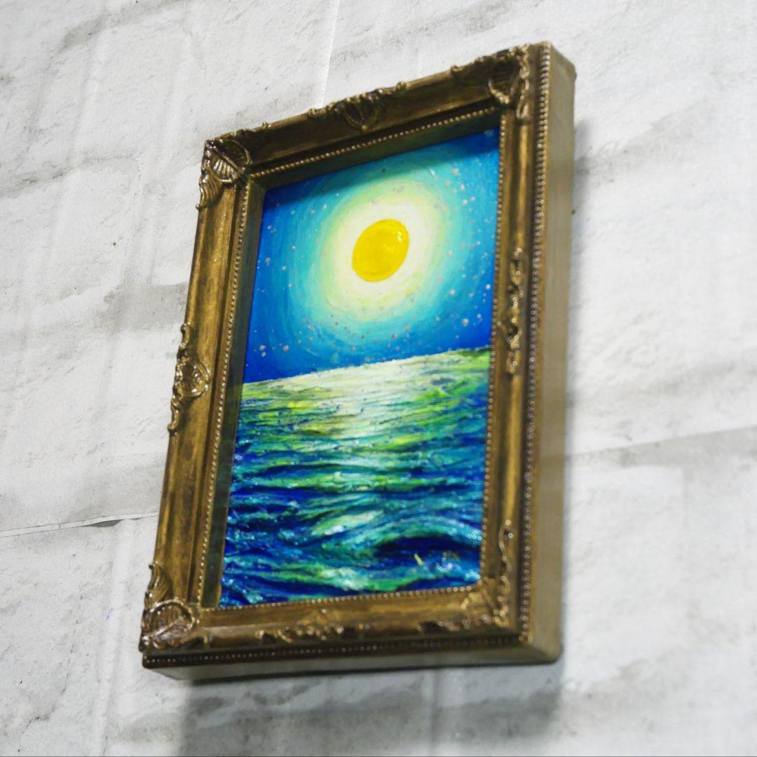 油絵 油彩 油彩画 絵 絵画 ミニ絵画【月の海】