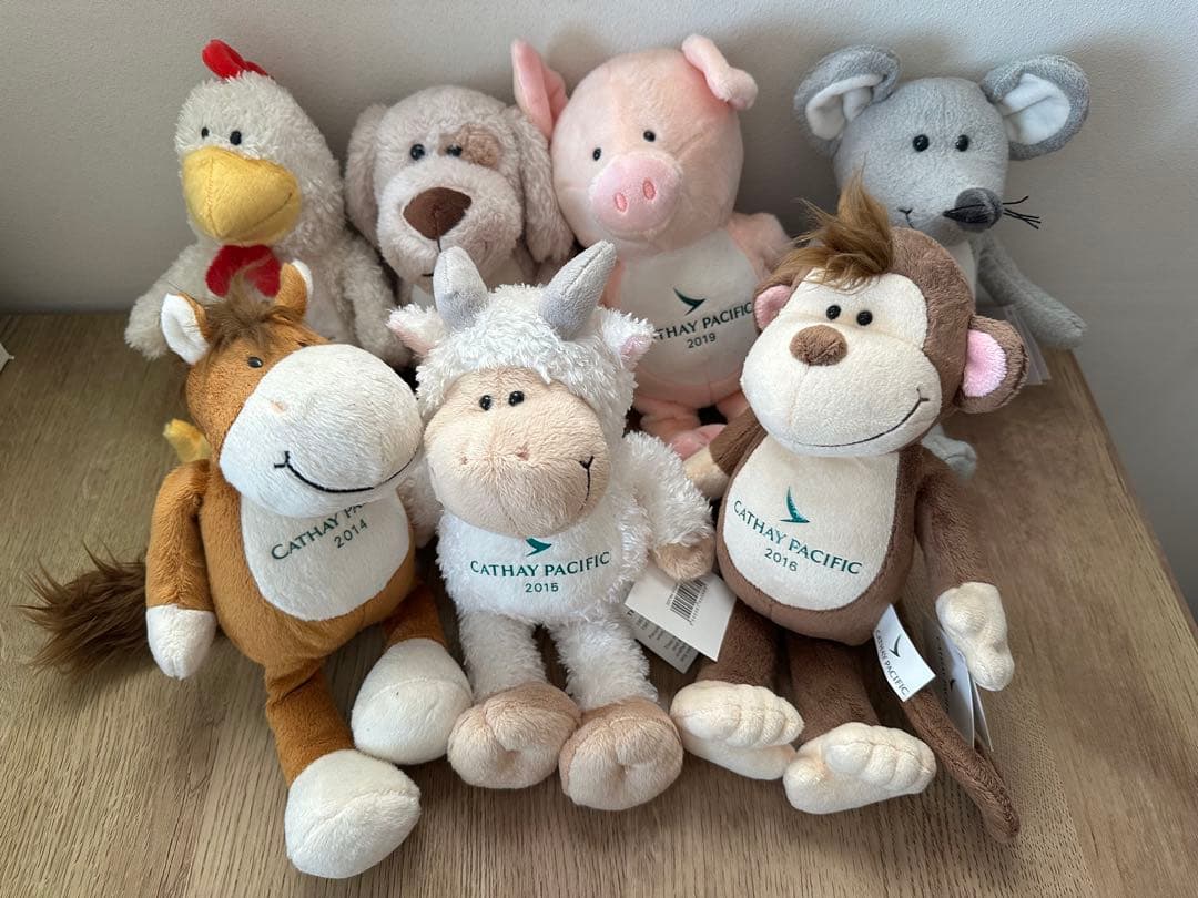 キャセイパシフィック航空 干支ぬいぐるみ 2014ー2020年 7体セット