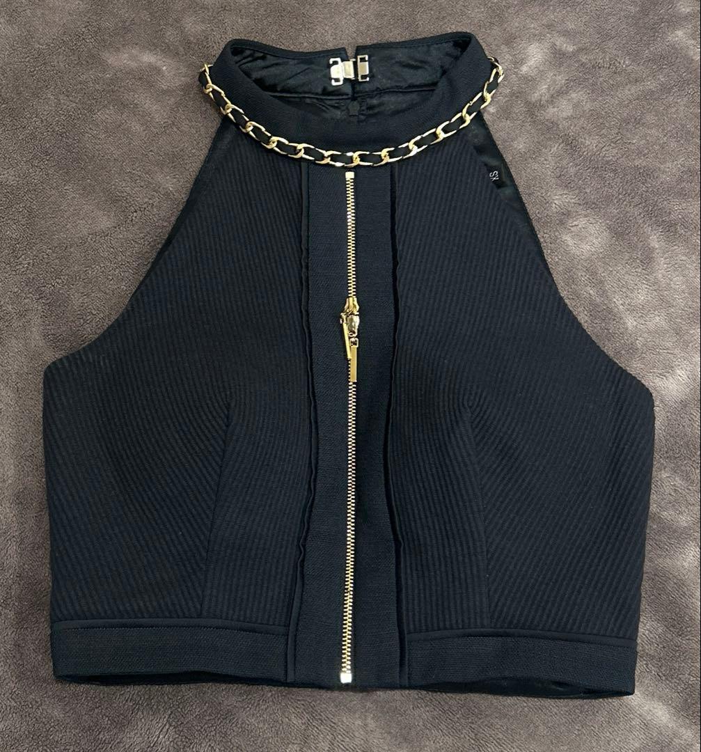 フロントジッパー ニット タイト キャバドレス セットアップ ローブドフルール