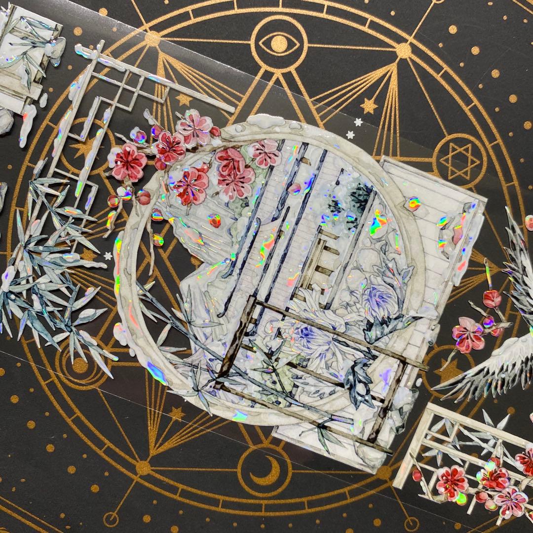 9010】海外 マステ 中古巻 貝殻光マスキングテープ 梅 冬景色 背景系