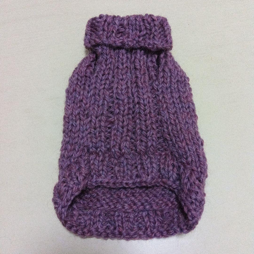 タートルネックニット犬服 天使の羽モチーフ付き ハンドメイド(Sサイズ