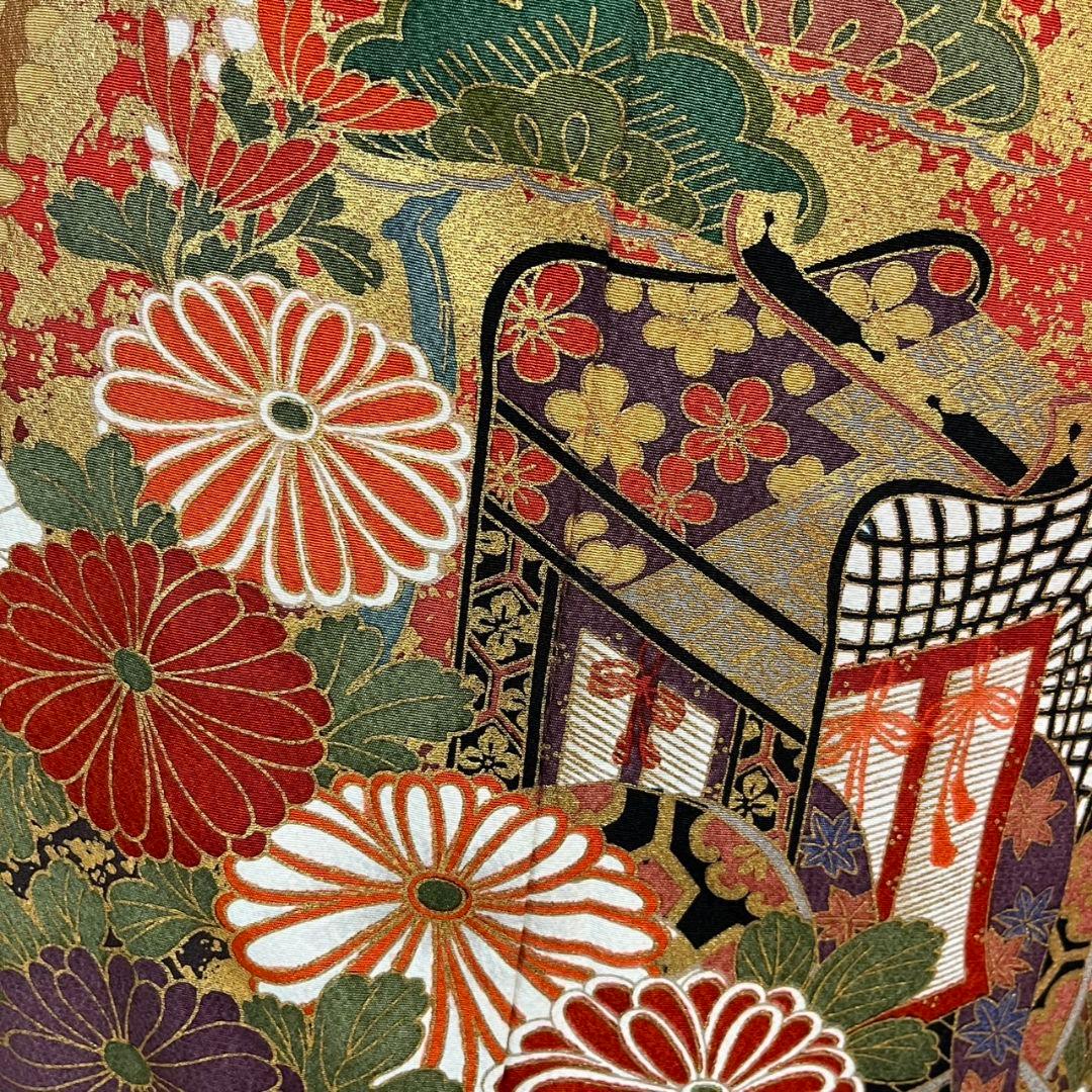 振袖フルセット(7点)・成人式・古典柄・金彩加工・胴裏正絹・高級