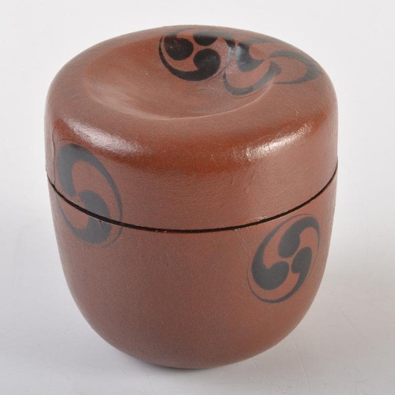 茶道具　竹器師　黒田宗博作　巴蒔絵　竹中棗　紫野　上田義山極め箱　V　6343