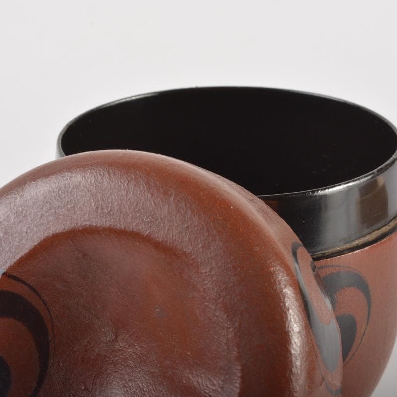 茶道具　竹器師　黒田宗博作　巴蒔絵　竹中棗　紫野　上田義山極め箱　V　6343