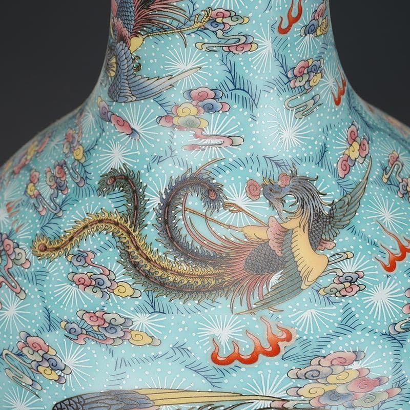 清雍正琺瑯彩鳳紋帯夜光賞瓶 景徳鎮 陶磁器 装飾品