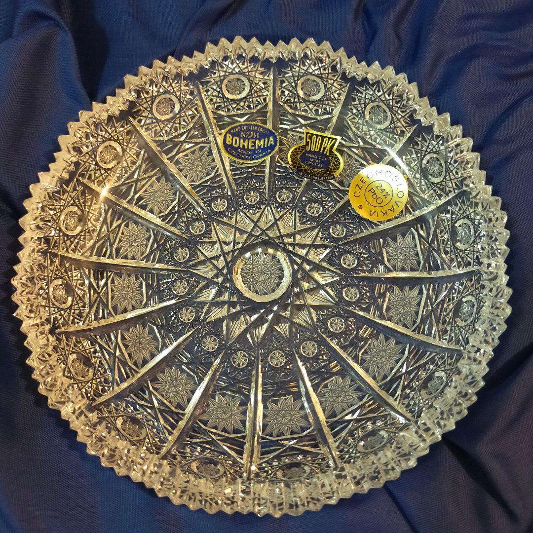 ボヘミア 500PK 豪華カット クリスタル 皿 プレート 5枚