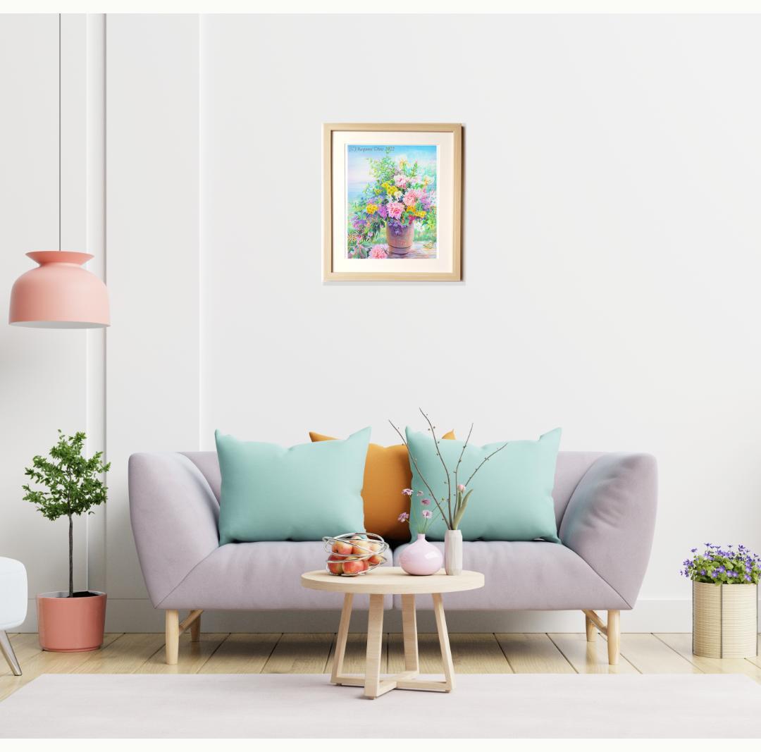 花の絵　花束　花　フラワー　フラワーアレンジ　版画　絵画　アートフラワー