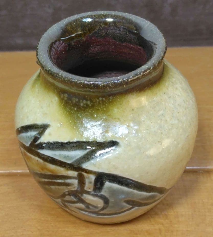 人間国宝 金城次郎 楊立(楊枝立）栞 共箱(本人書付）未使用美