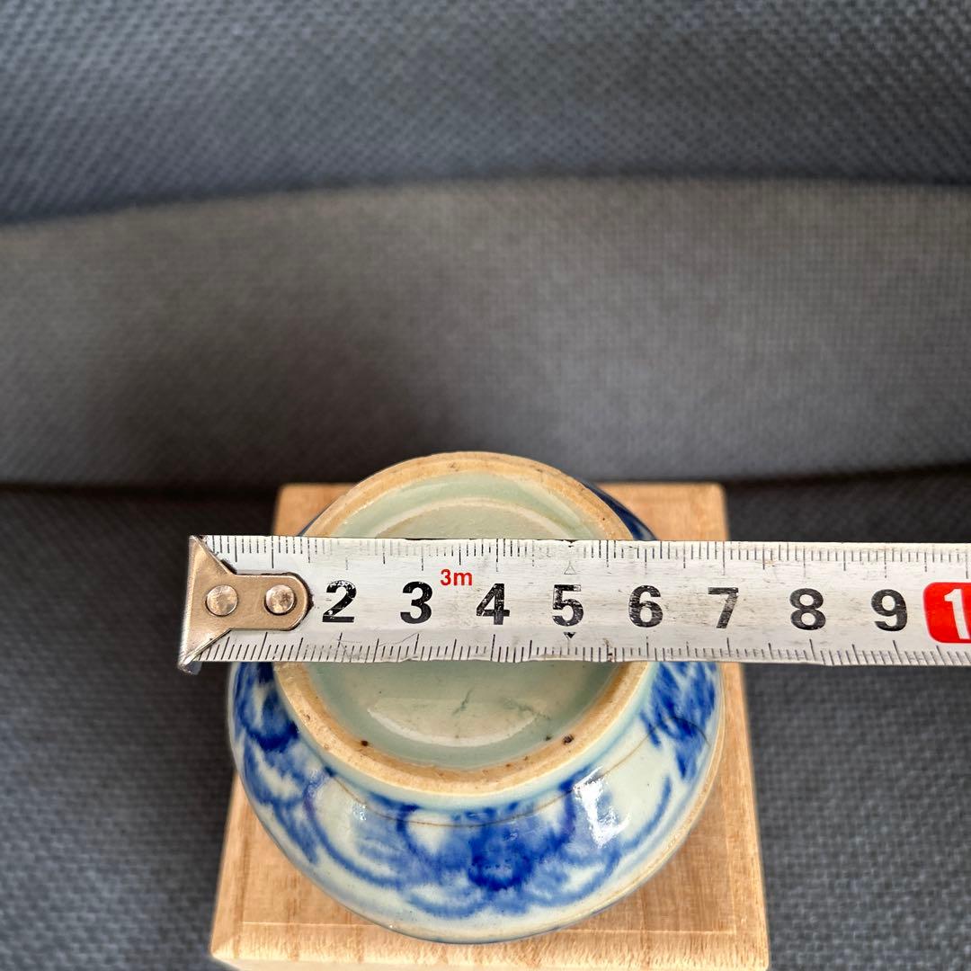 中国骨董【清の時代染付青花喜字香合印泥合】旅行した時に香港中芸