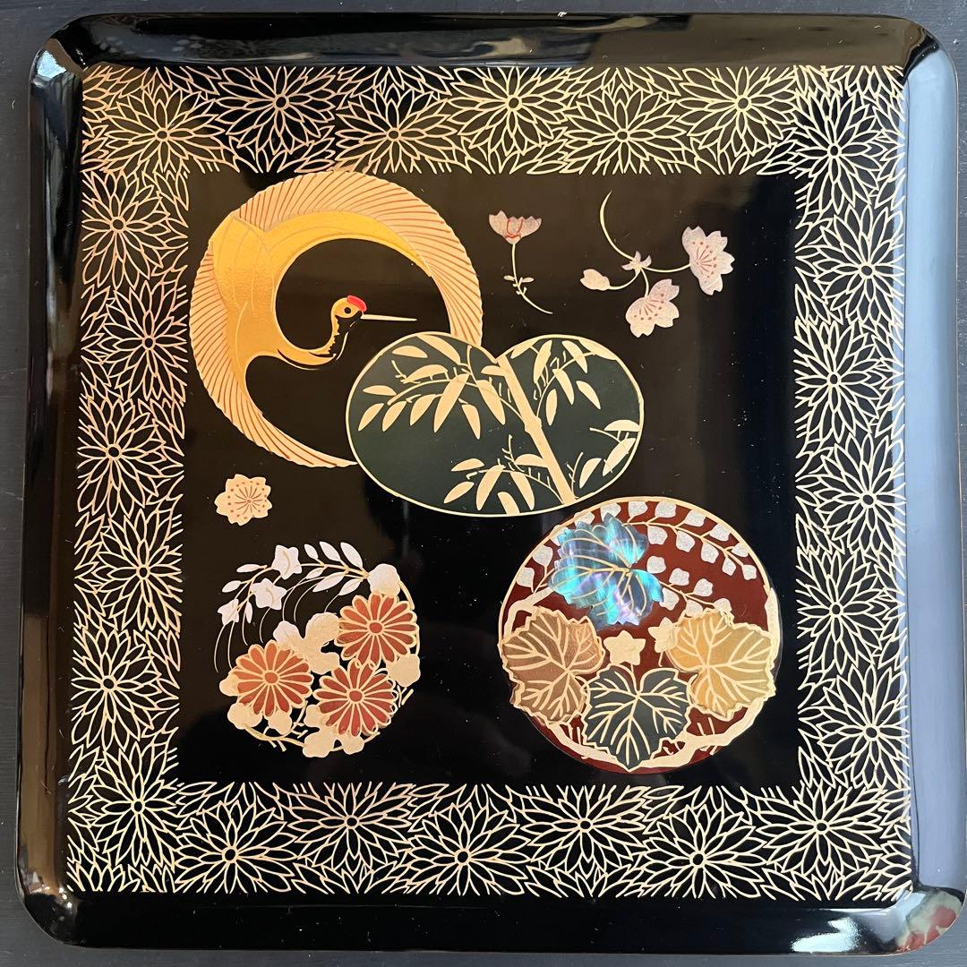 重箱 最高級 四段 重台 金盛 高蒔絵 螺鈿 梨子地 漆共箱 正月 おせち