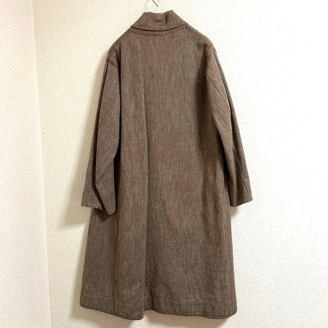 45R ブラウン ダブルブレスト ロングコート