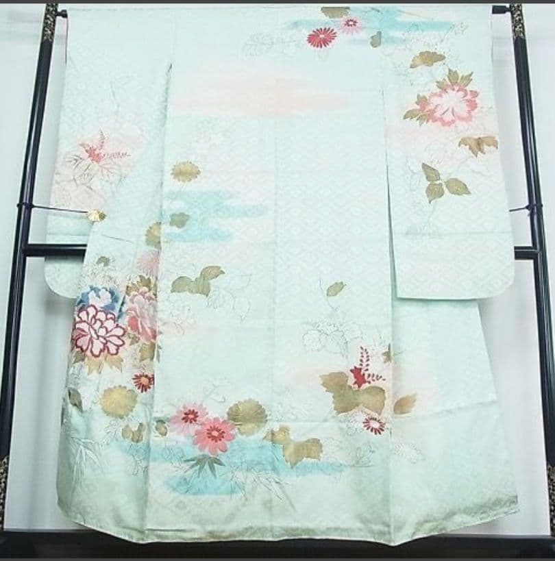 506z16☆鈴乃屋 振袖 古典柄 モダン シンプル 金彩☆美品 成人式 結婚