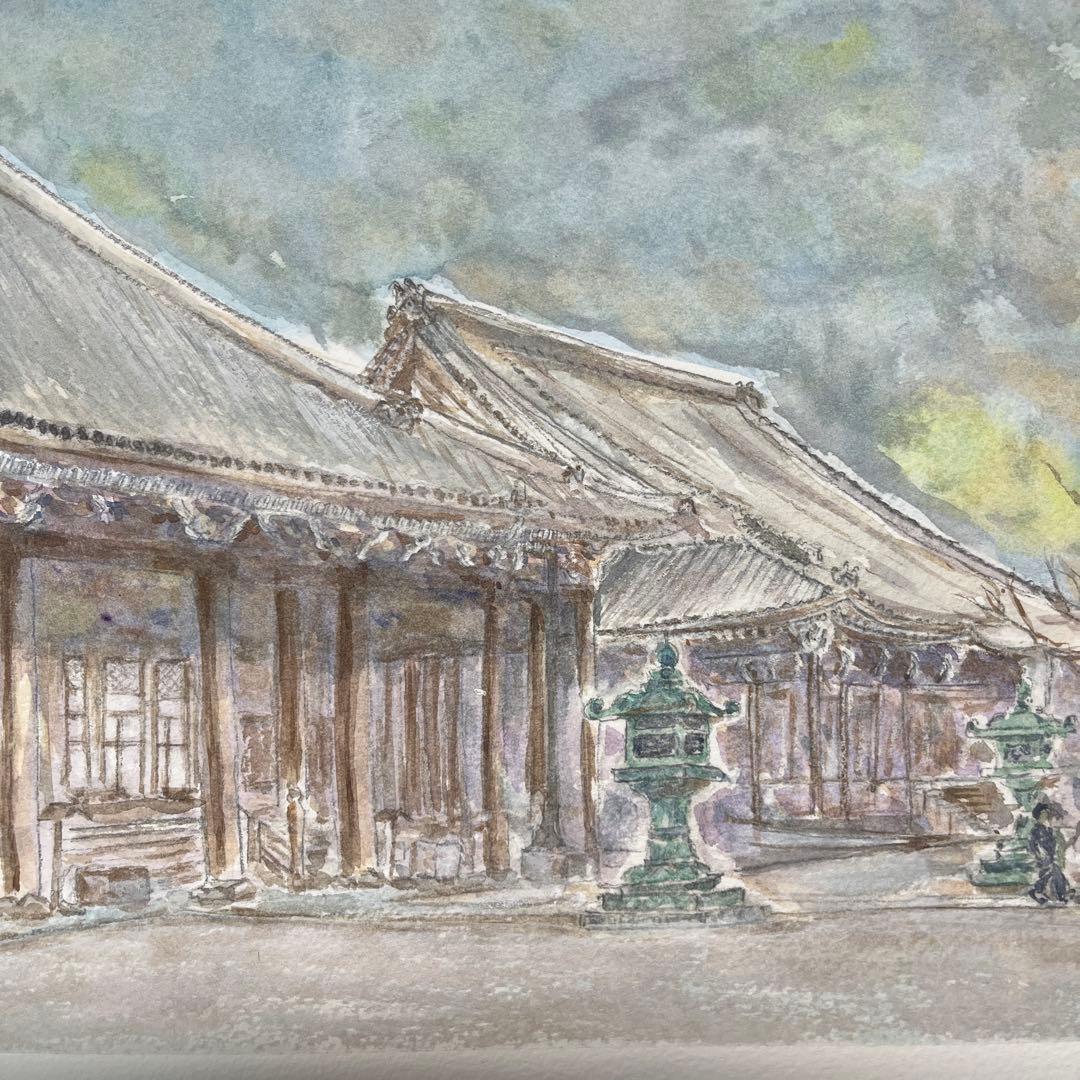 動画付き 西本願寺 手描き水彩画 直筆原画 世界遺産 世界で1枚の絵