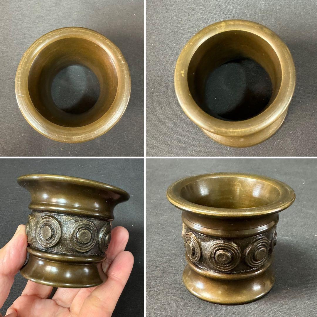 E964 送料無料 唐銅皆具 建水 尺立 水指 茶道具 蓋置 共箱 口糸目