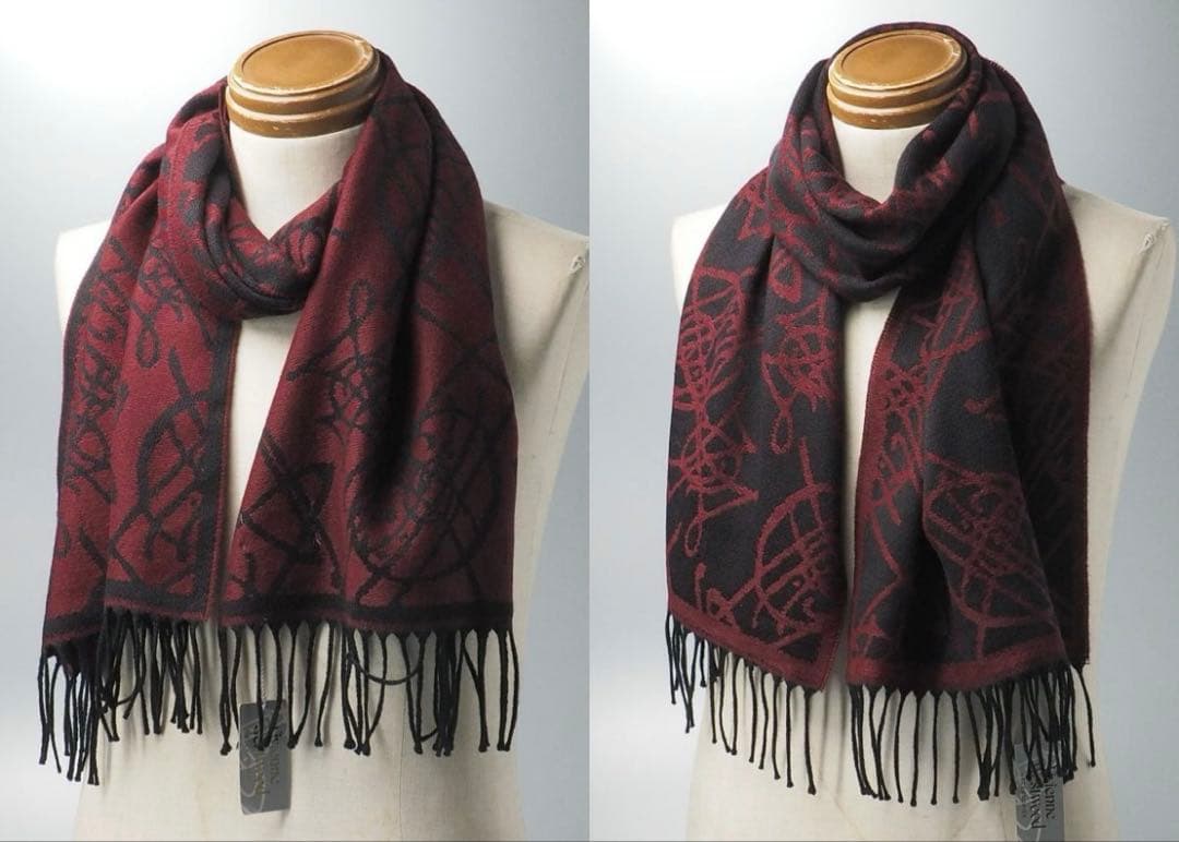 Vivienne Westwood□オーブ総柄 マフラー 赤黒リバーシブル