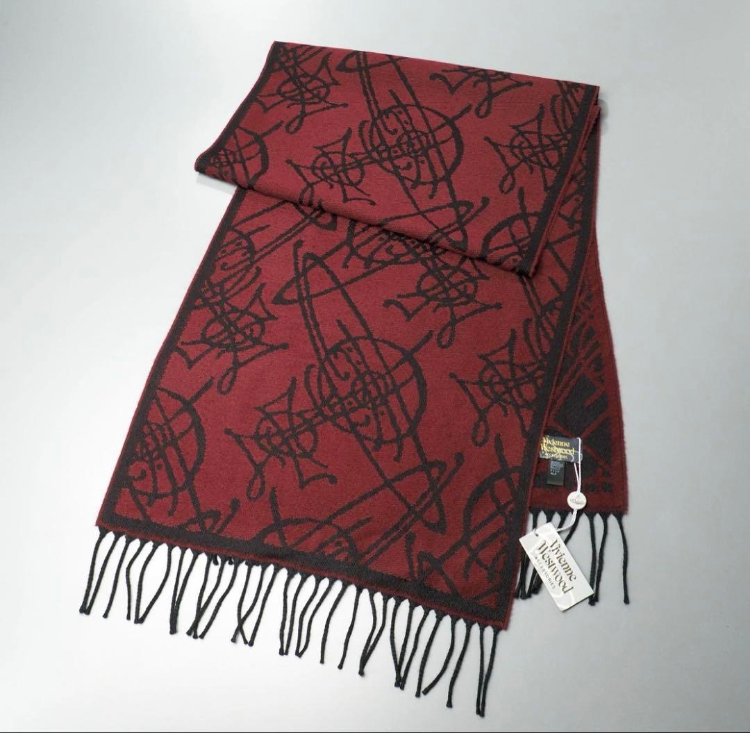 Vivienne Westwood□オーブ総柄 マフラー 赤黒リバーシブル