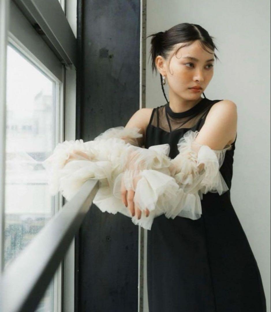 ANDRESD チュールフリルスリーブオケージョンドレス