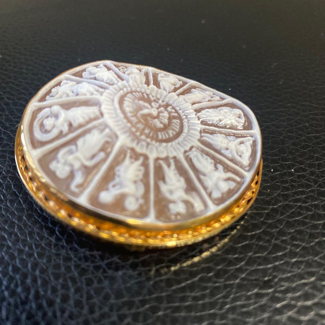 K18枠❤️カメオブローチ 十二星座 ヴィンテージ 一点物 貴金属