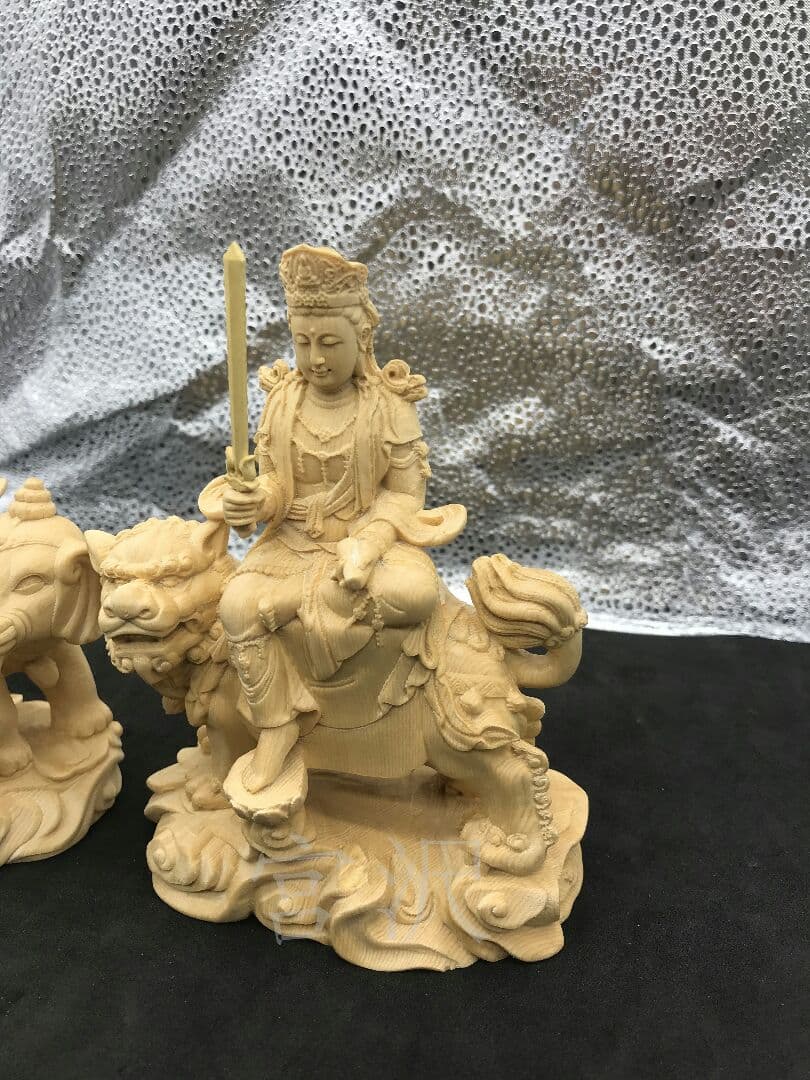 中国 玉石彫刻 羊親子 唐木台付 C R5763