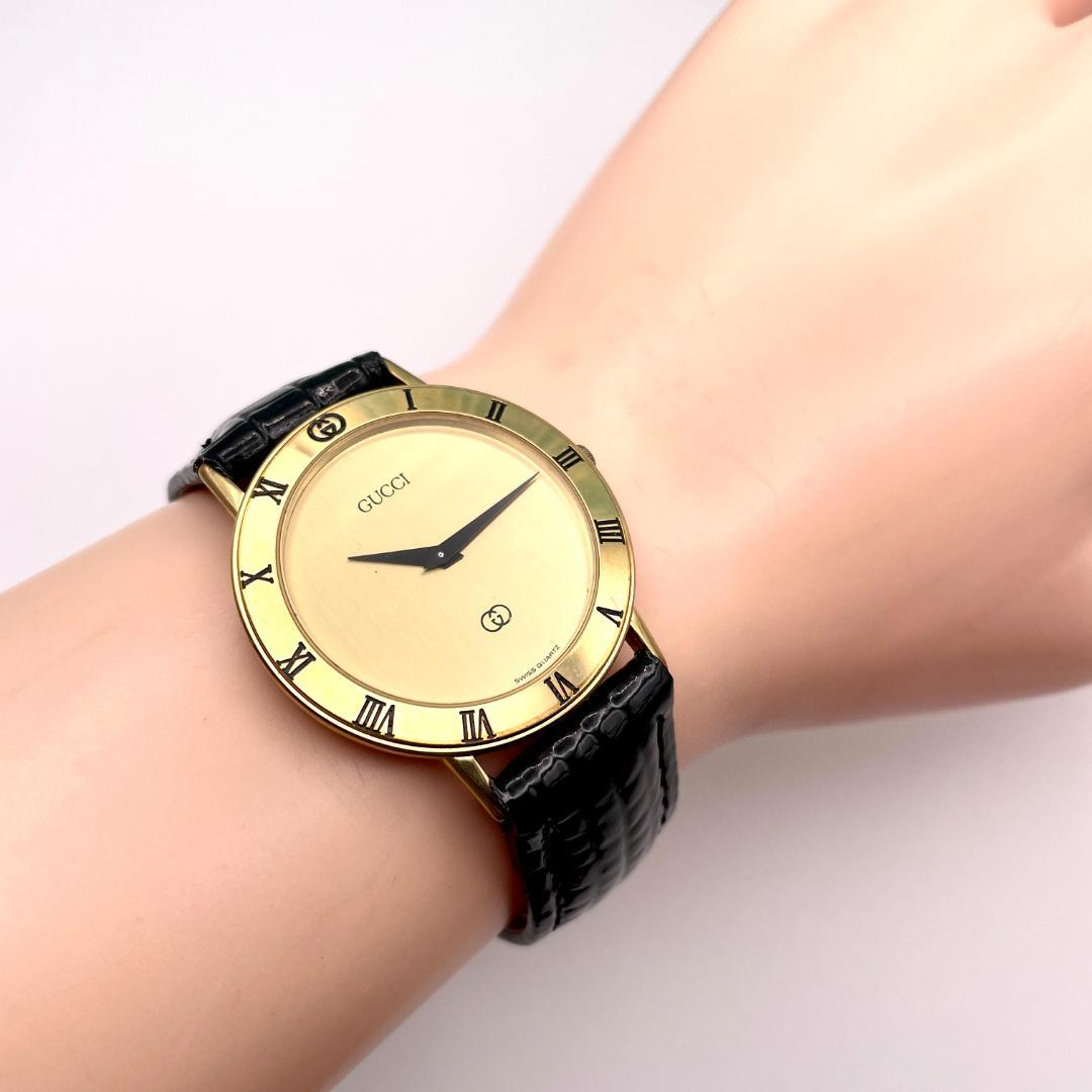 グッチ 3000 メンズ 腕時計 ユニセックス ゴールド ベゼル ラウンド 稼働