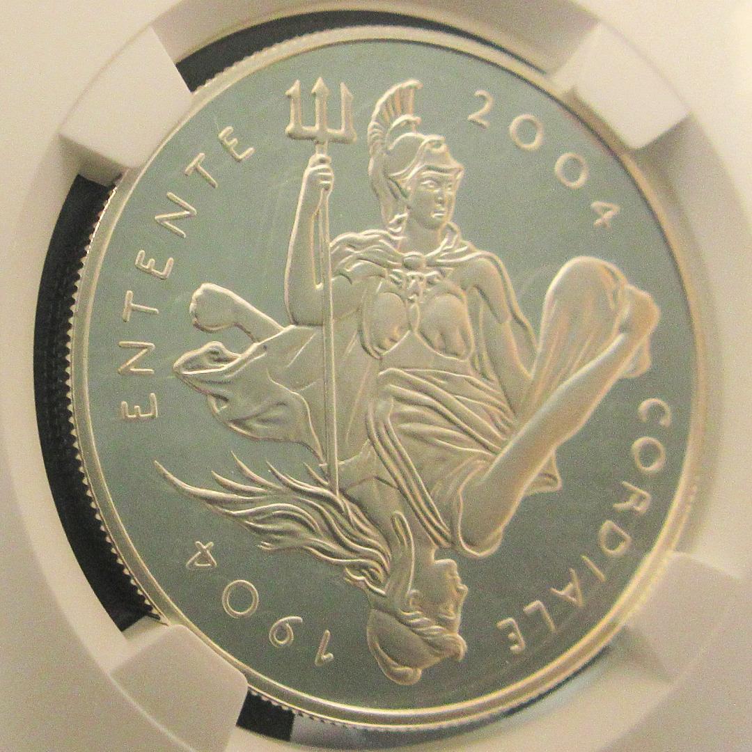2004 イギリス 英仏協商 エリザベス2世 5ポンド銀貨 NGC コイン