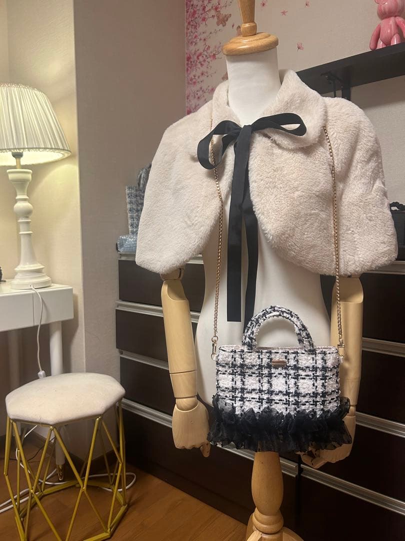 bonitafitafitaさまフリル付きツイードショルダーバッグ