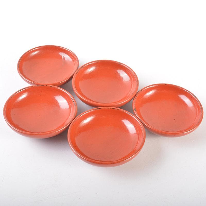 古民具　根来塗　時代根来　朱塗　酒盃　五客　時代合わせ箱　D　R7545