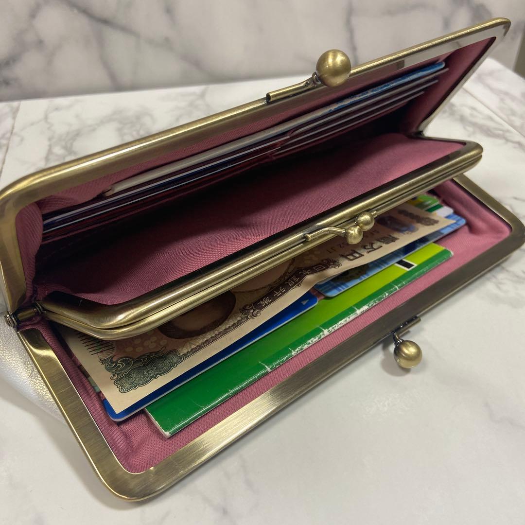 花花ハンドメイド　本革親子がま口長財布2点