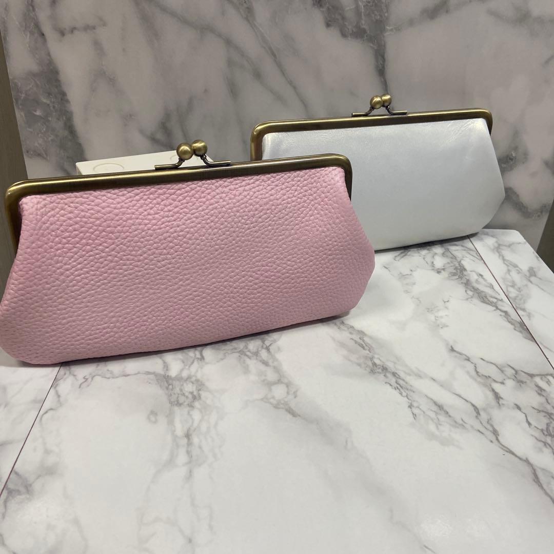 花花ハンドメイド　本革親子がま口長財布2点