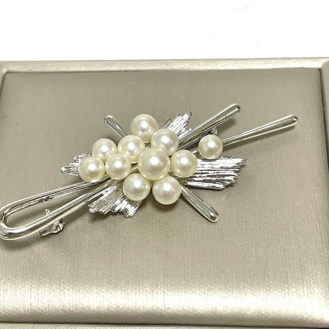 希少デザイン✨MIKIMOTO ミキモト あこや 本真珠 パール ブローチ
